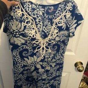 Lily Pulitzer blue and white cotton dress X-small
